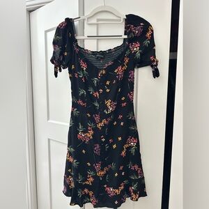 Olivaceous Black Floral Mini Dress